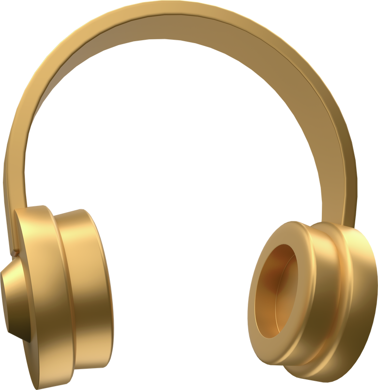 3D Gold Headphones Illustration